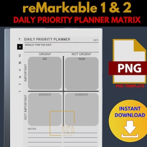DAILY PRIORITY MATRIX for Managers | Priority Planner for Businesses | reMarkable 1 2 users | Project Time Management digital template