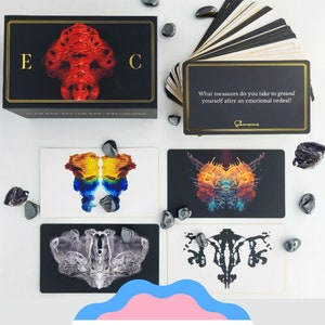 Emotional Collideoskope - 90-Karten-Deck mit zum Nachdenken anregenden Fragen mit Klecksographie Kunstwerk -