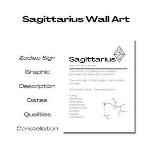 Zodiac Wall Art - Sagittarius - Home Decor, Gallery Wall Art, Printable Art,  Modern Home Decor Art