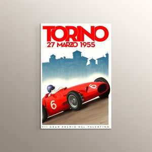 Póster vintage de Fórmula 1 de Torino de 1955 impreso en MDF, pintura de alta calidad, deporte de carreras, MDF decorativo