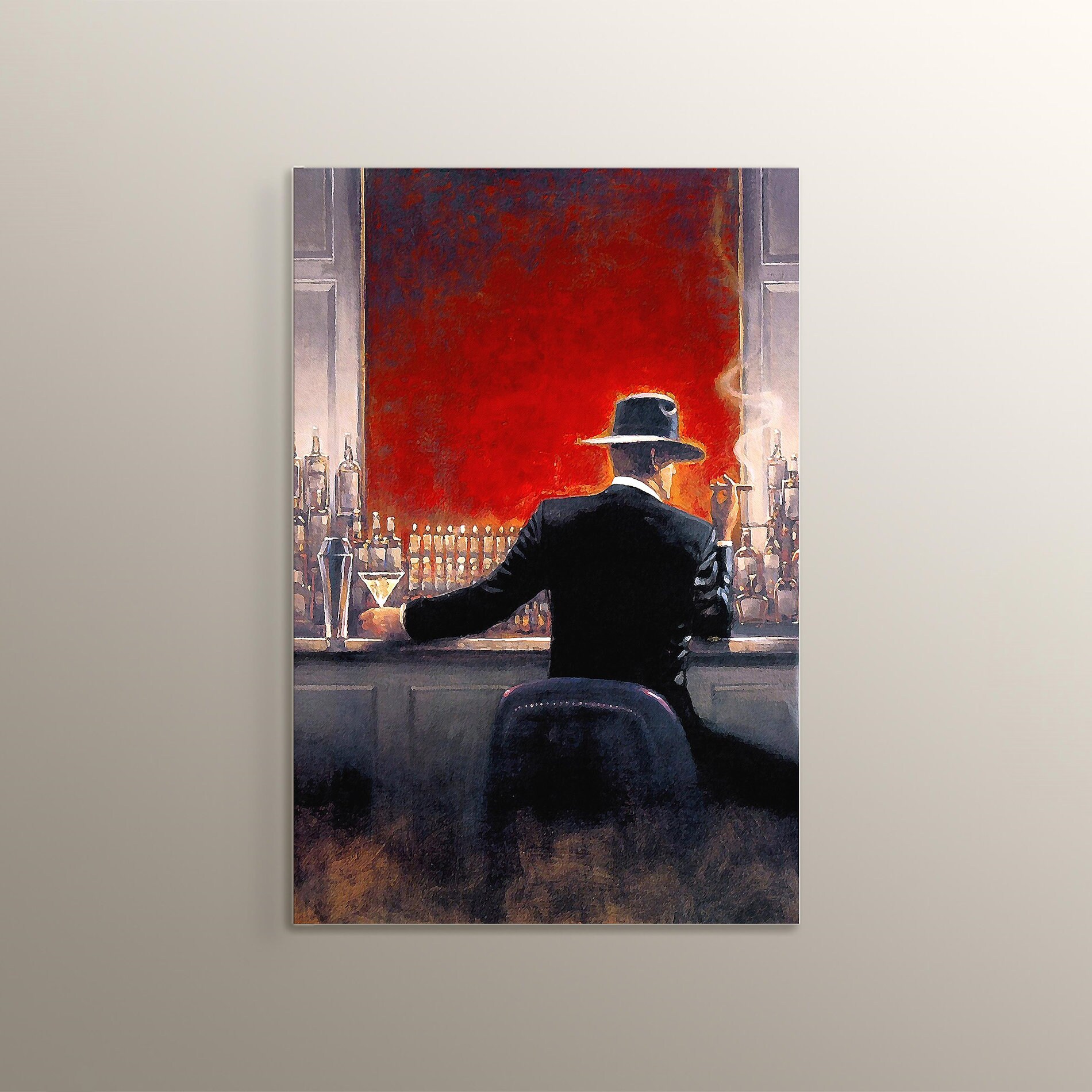 Brent Lynch Cigar Bar Evening Lounge Famous Painting Wall Art MDF Print Cafe Living Room Bedroom Kitchen Home Decorative Gift