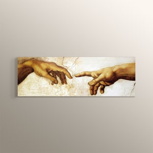 Michelangelo Buonarroti Creation of Adam Wall Art Painting on MDF Home Decorative Painting New Home Gift Famous Artworks