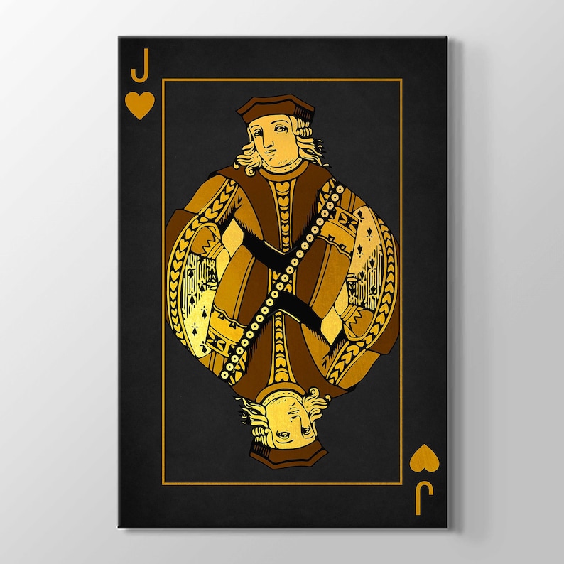 Game Card Jack of Hearts Black Background Wall Art Home Decor High