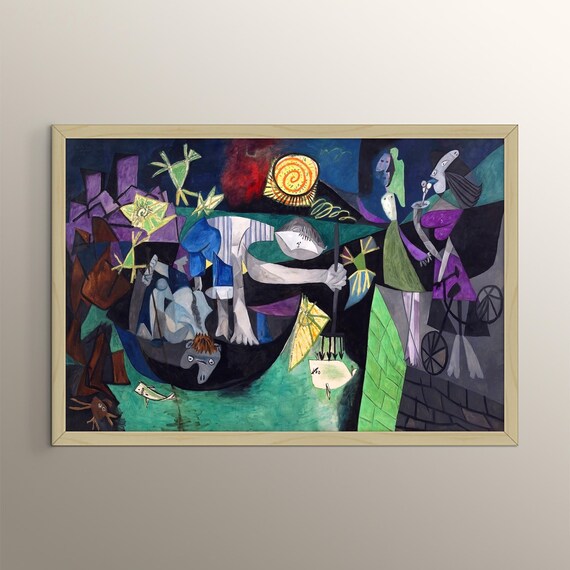 Pablo Picasso Night Fishing at Antibes Painting Wall Art Famous