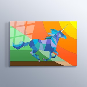 Unicorn Painting Tempered Glass Wall Art Pattern Home Decor High Quality Print Tempered Glass Housewarming Gift, Bedroom, Living Room Decor