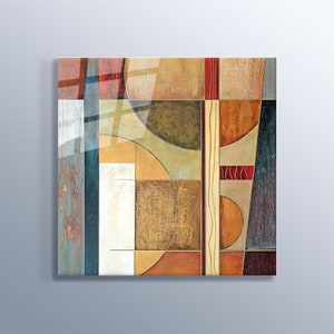 Circles in Squares Wall Art  Decoration High Quality Print On Tempered Glass Wall Art Decor Gift Geometric Figures Tempered Glass Painting