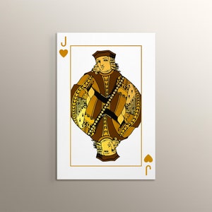 Karta do gry Jack of Hearts Białe tło Sztuka ścienna Wystrój domu Wysokiej jakości malowanie MDF Karty do gry, Karta szczęścia, Wystrój biura domowego Prezent