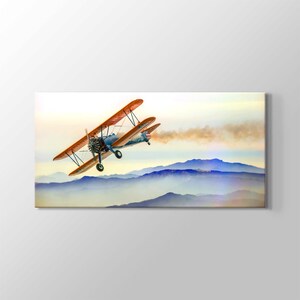 Airplane in the Sky Landscape Abstract Design High Quality Print on Canvas Wall Art Painting Decorative for Office Home Gift İdea