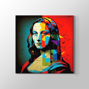 Mona Lisa Pop Art Painting Style High Quality Print On Canvas Wall Art Works Of Leonardo Da Vinci Famous Art Painting for Cafe Home Office