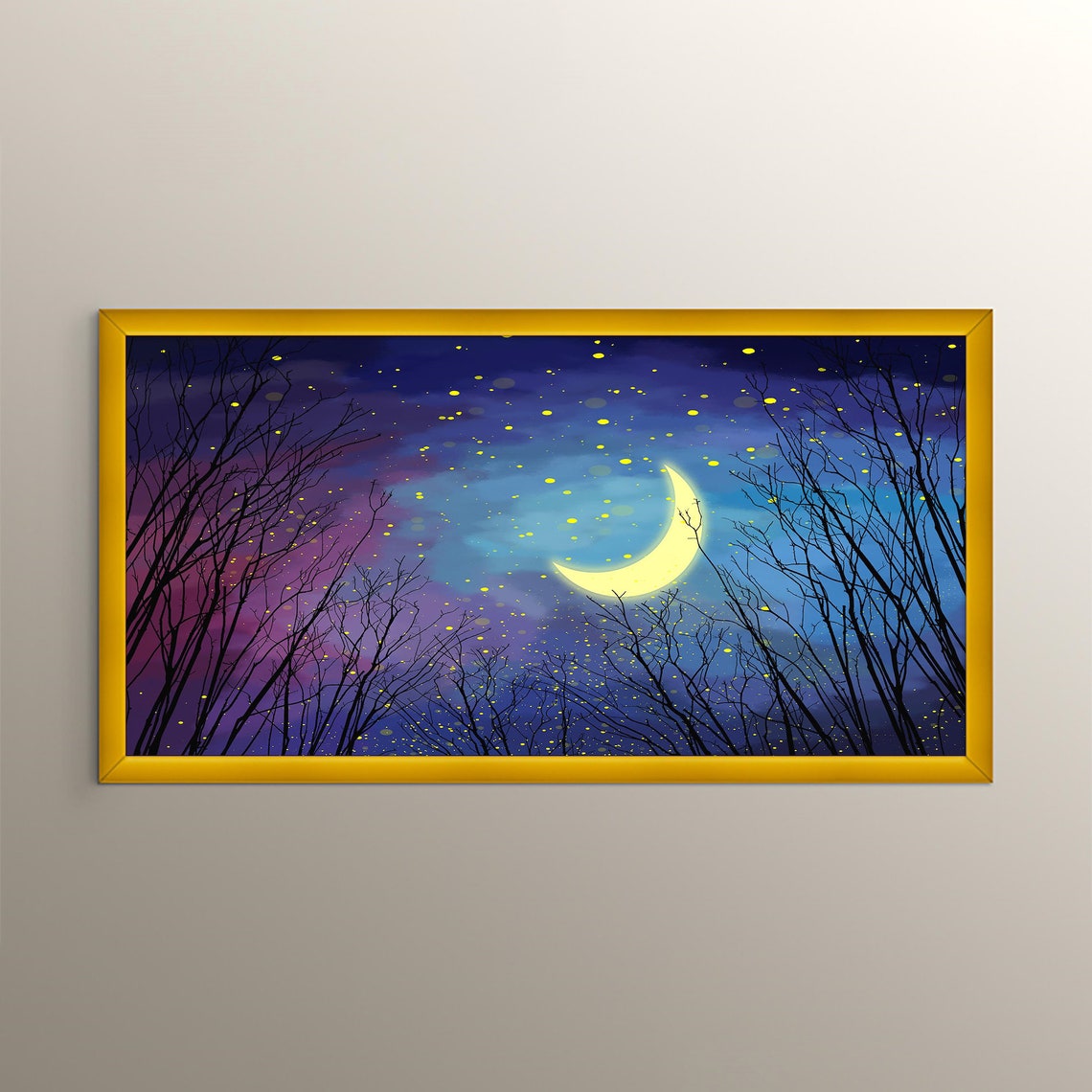 Panoramic Night Sky - Stars and Moon Wall Art Kids Room Decoration High ...
