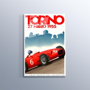Póster Vintage de Fórmula 1 de Torino, 1955, impreso en vidrio templado, pintura de alta calidad, deporte de carrera, vidrio templado decorativo