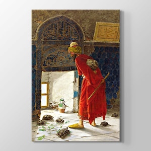 Osman Hamdi Bey The Tortoise Trainer Wall Art Home Decor Print on Canvas Famous Turkish Painting Canvas Tortoise Trainer Painting Gift