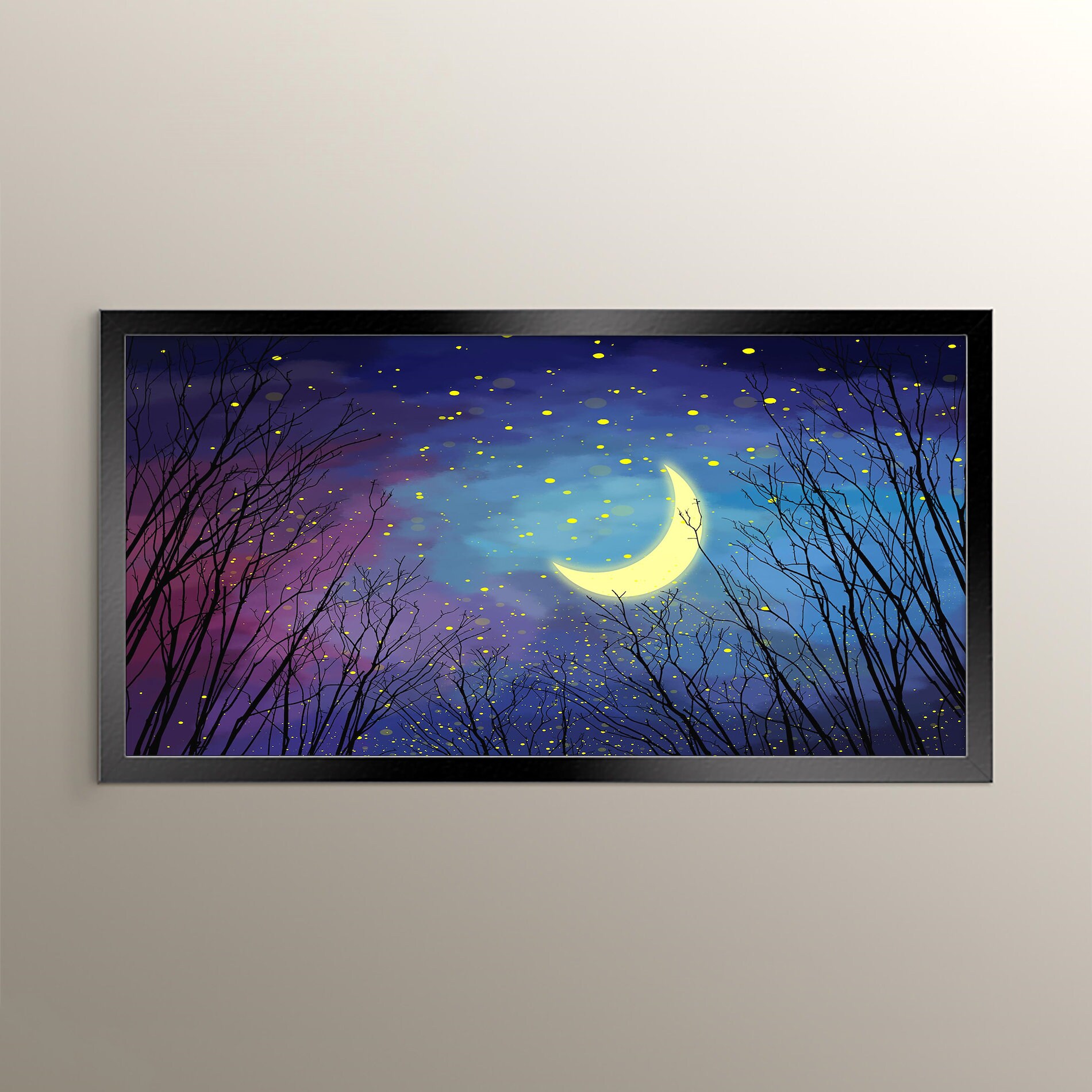 Panoramic Night Sky - Stars and Moon Wall Art Kids Room Decoration High ...