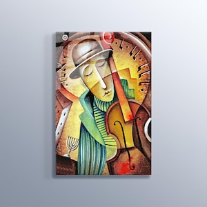 Instrument Playin Series by Marinne Vias Print on Tempered Glass Painting Famous Artworks Decor for Home Decor Gift Ready to Hang Wall