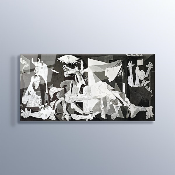 Pablo Picasso Guernica Art mural décor à la maison impression de haute qualité sur verre trempé peintures Picasso art mural prêt à accrocher 80x40cm-32x16inch