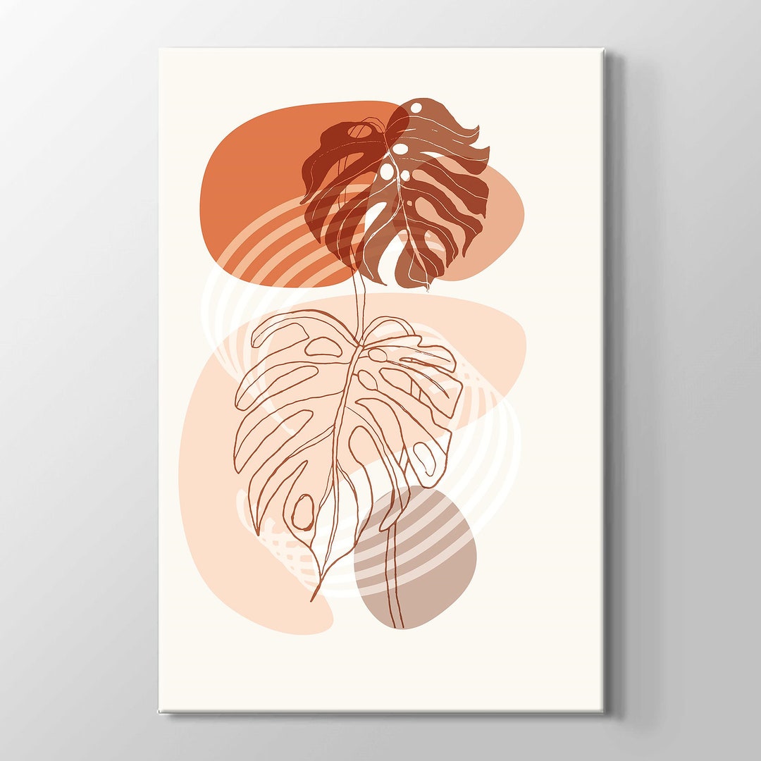 Abstract Leaves Monstera Deliciosa Print Flower Wall Art High Quality ...