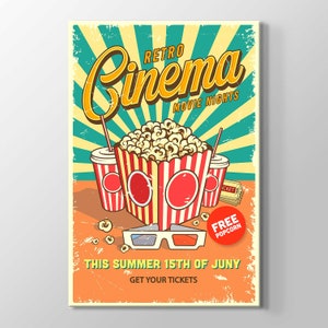 Retro Cinema Night Poster Print Canvas Wall Art Home Decoration High Quality Print On Canvas Art Painting Home Office Decor Gift