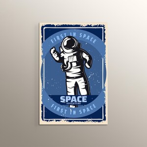 Space Adventures Astronaut Druck Wand Kunst Dekor Hochwertige MDF Malerei Cafe Restaurant Home Office Decor First in Space Poster Malerei