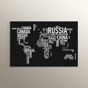Typographie, carte du monde, impression MDF, peinture, art mural, carte du monde, décoration murale, MDF moderne, décoration d'intérieur, décoration de bureau