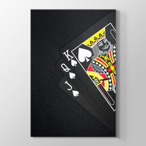 Speelkaarten op een zwarte achtergrond Wall Art Home Decor Hoge kwaliteit canvas schilderij speelkaarten Luck Card Restaurant Home Office Decor