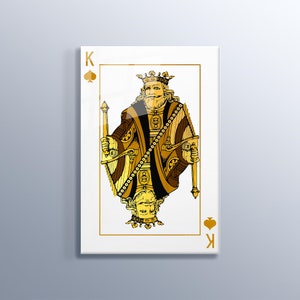 Gioco di carte Re di picche Sfondo bianco Wall Art Home Decor Pittura in vetro temperato di alta qualità Carte da gioco Carta della fortuna Home Office Deco