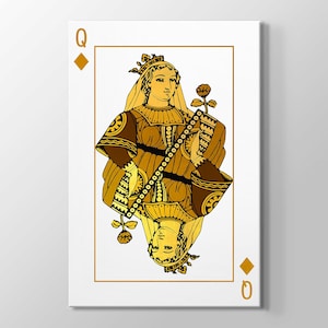 Jeu de cartes reine des diamants fond blanc art mural décor à la maison haute qualité toile peinture carte à jouer carte chance bureau à domicile cadeau décor