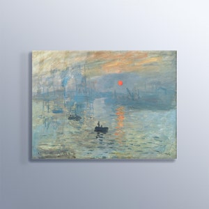 Claude Monet Impression Soleil Levant Famous Painting Tempered Glass Prints Artwork Pictures for Living Room Decor Housewarming Gift