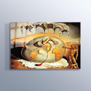 Salvador Dali Artworks Geopoliticus Child Print on Tempered Glass Wall Art Painting Home Decor Housewarming Gift Famous Fine Arts