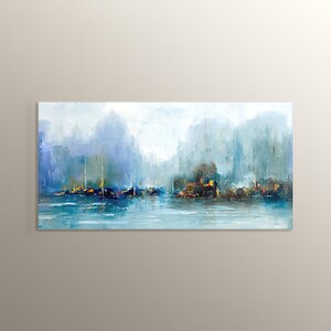 Abstract Design Painting Harbor Wall Art Print on MDF Home Living Room, Bedroom Decor New Home Gift Artworks New Home Gift