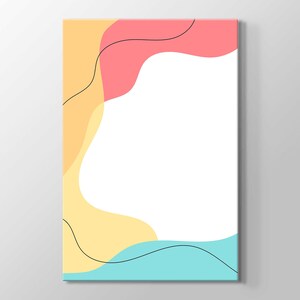 Turquoise Yellow and Red Abstract Shapes Linear Design Wall Art Painting Print On Canvas Housewarming Gift, Bedroom, Cafe, Restaurant Decor