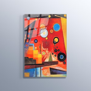 Wassily Kandinsk Heavy Red Abstract Design Tempered Glass Wall Art Painting Print Wall Decor Housewarming Gift Famous Artworks