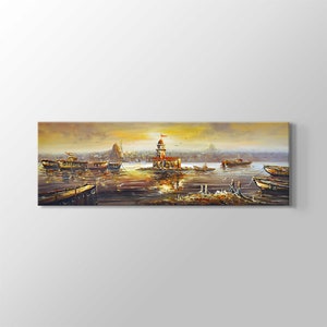 The Maiden&#39;s Tower Landscape Kız Kulesi Wall Art Painting Print on Canvas Housewarming Gift Modern Home Decor Canvas Design