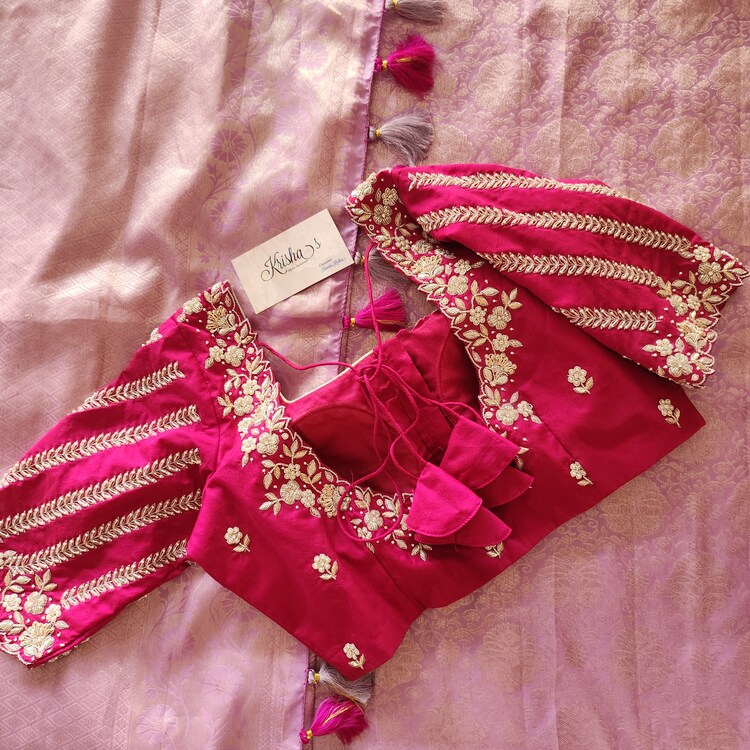 silver maggam work blouse