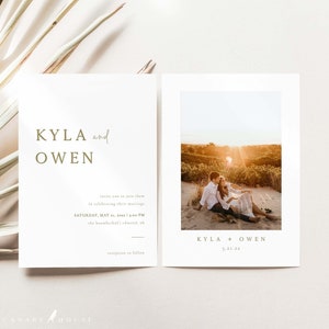 Modern Gold Wedding Invitation Template Download, Minimal Wedding Invite, Editable Printable Simple Invitation Template, 5x7 - Kyla