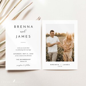 Elegant Wedding Invitation Template, Printable Modern Wedding Invitation Card Template, Editable Wedding Invite, 5x7 - Brenna