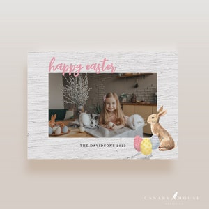 Photo Easter Card Template, Spring Family Photo Card, 100% Editable Text, Add Your Own Photo, DIY Family Easter Card, 7x5 – Easter