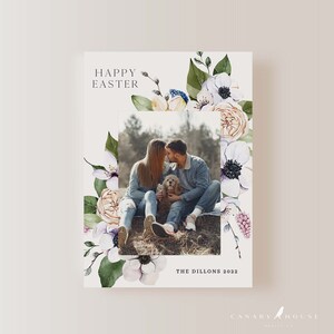 Photo Easter Card Template, Spring Family Photo Card, 100% Editable Text, Add Your Own Photo, DIY Family Easter Card, 5x7 – Easter