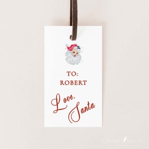 From Santa Christmas Gift Tag Template, Printable Santa Gift Tag, Editable Holiday Gift Tag, Watercolor Santa Gift Tag, 3.5x2 - Holiday
