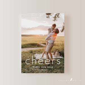 Photo New Year's Card Template, 100% Editable Text, Add Your Own Photo, DIY Family New Year Card, 5x7 - Holiday