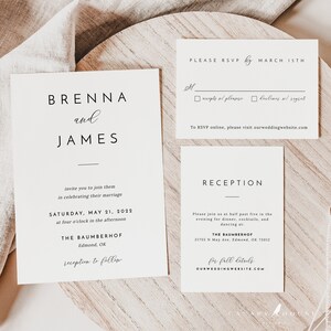 Elegant Invitation Suite Template, Modern Invitations Wedding Template Download, Minimal Wedding Invitation Suite - Brenna