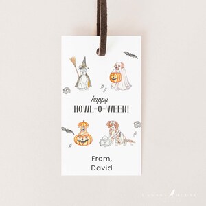 Watercolor Dog Halloween Gift Tag Template, Happy Howloween Dog Favor Tag, Editable Halloween Treat Bag Template, 3.5x2 - Halloween