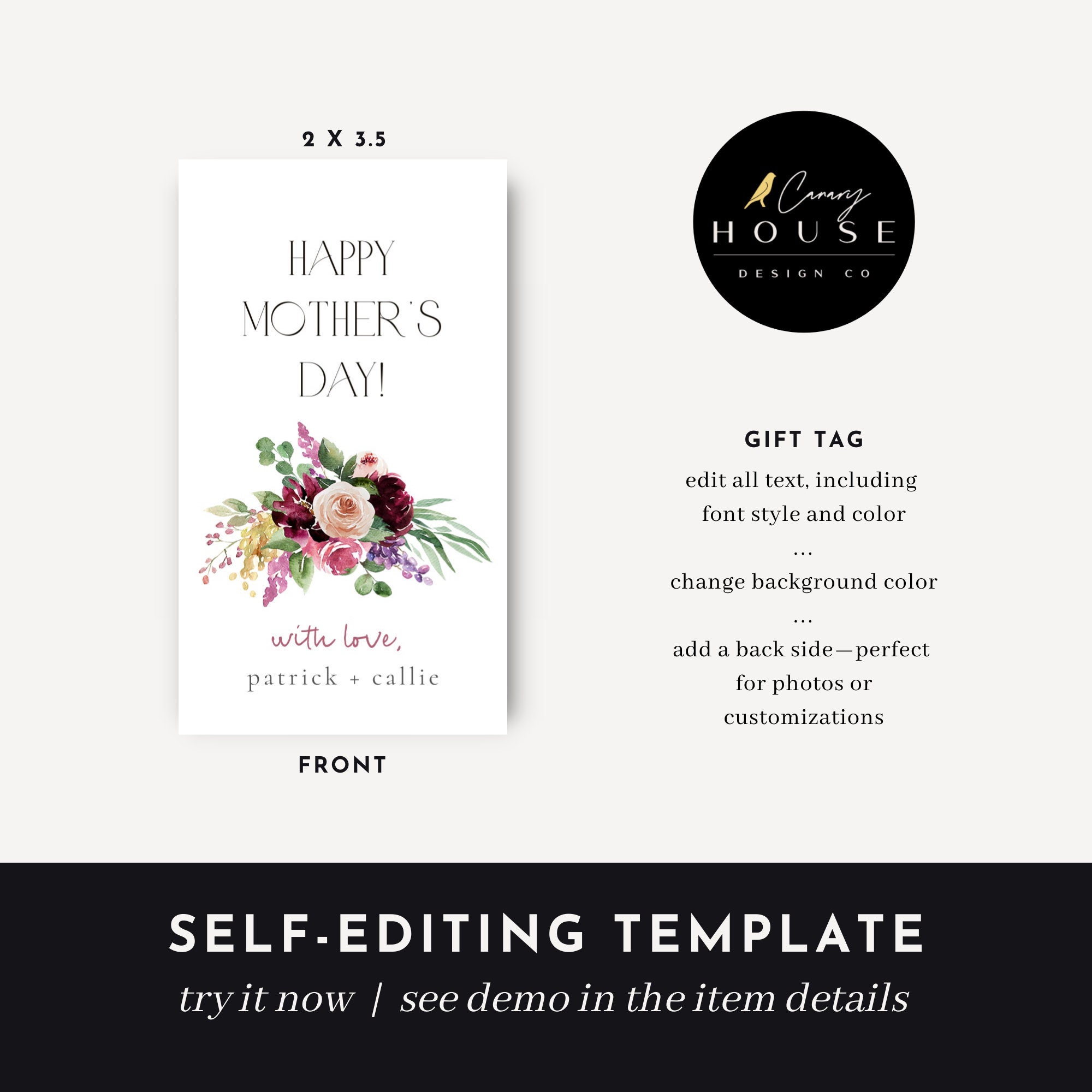 Mother's Day Gift Tag Template, Printable Mother's Day Favor Tag ...