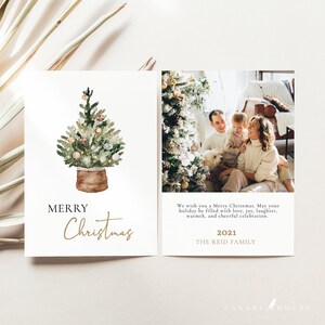 Photo Christmas Card Template, 100% Editable Text, Add Your Own Photo, DIY Family Holiday Card, Holiday Card Template, 5x7 - Holiday