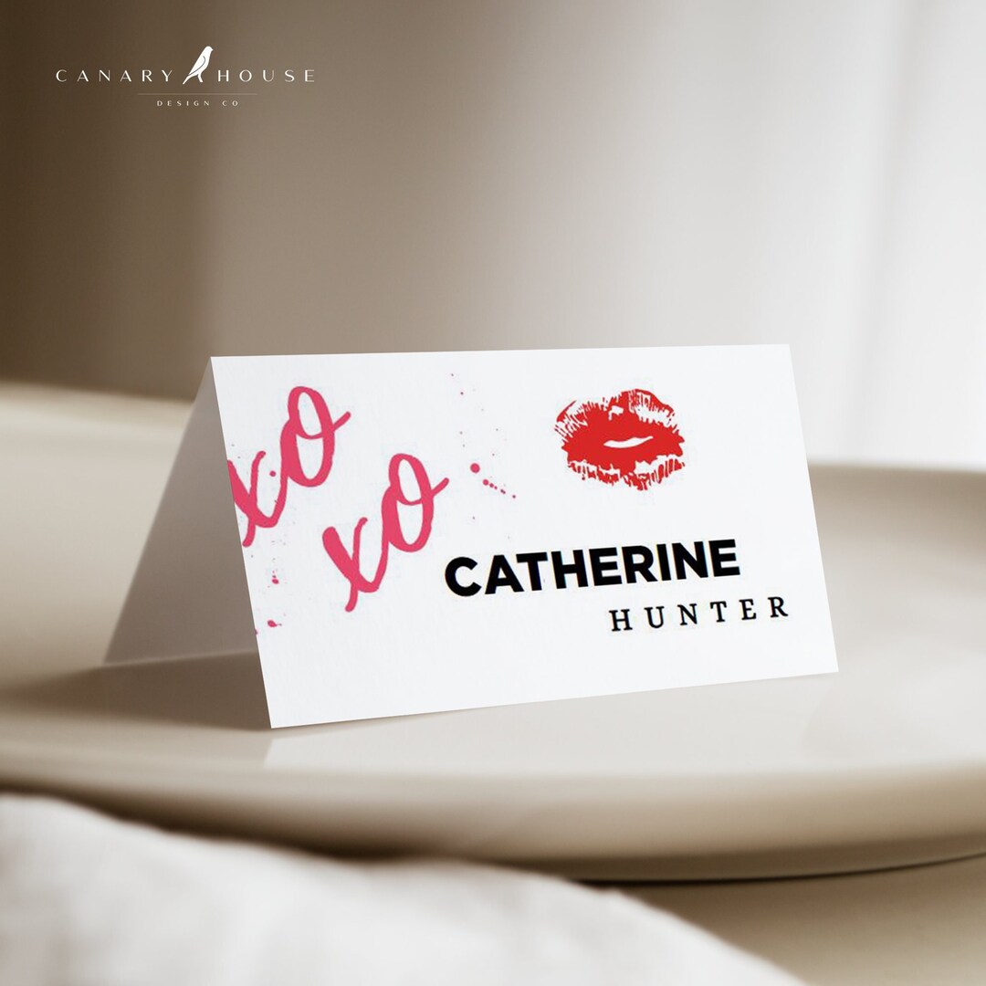 XOXO Valentine's Day Place Card Template, Galentine's Girls Night Party