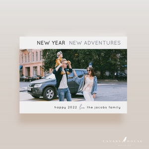 Photo New Year's Card Template, 100% Editable Text, Add Your Own Photo, DIY Family New Year Card, 5x7 - Holiday