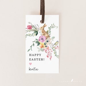 Easter Gift Tag Template, Printable Easter Favor Tag, Editable Easter Gift Tag, Spring Gift Tag, 2x3.5 - Easter