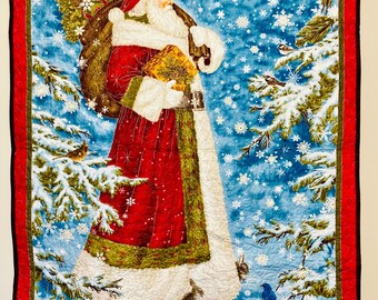 Winter wonderland Santa quilted wall art