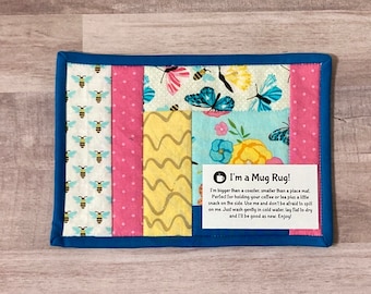 Mug Rug, Quilted Fabric Coaster, Mini quilt, Great Gift!