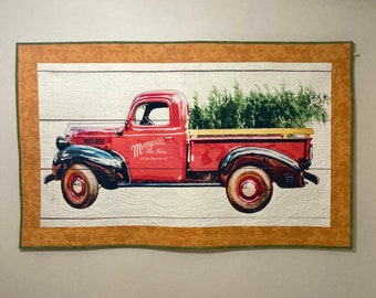 Vintage Red Truck Quilted Wall Hanging