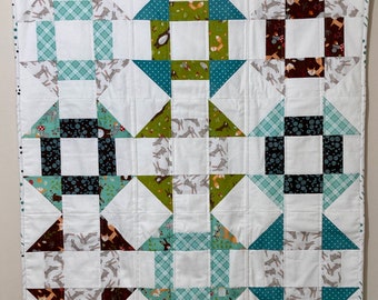 Handmade Baby Quilt – Woodland Animals Design in Soft Cotton & Flannel